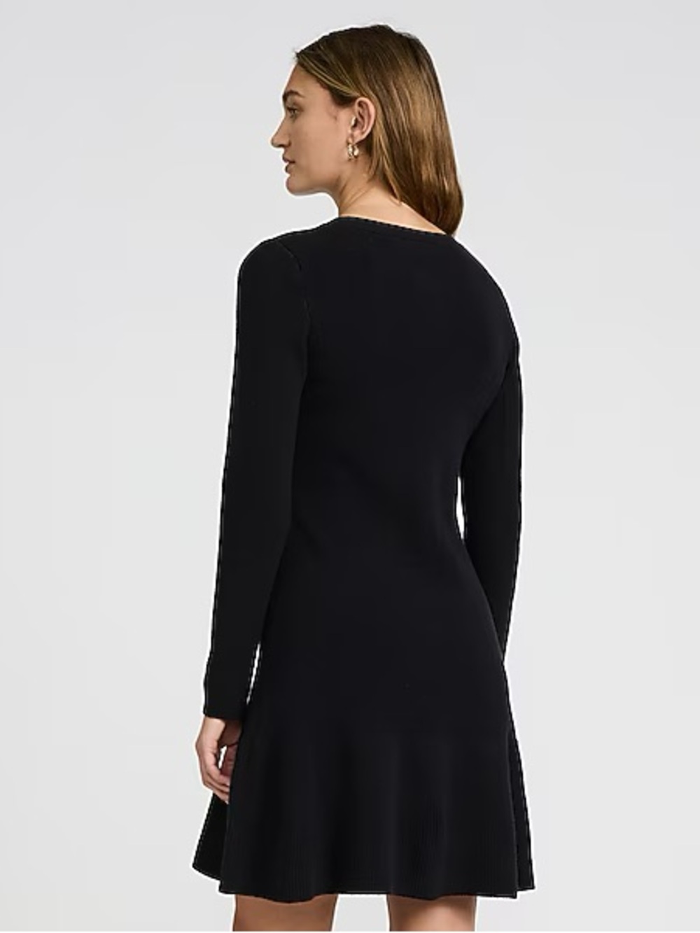 NWT Long Sleeve Novelty Button Ruffle Mini Sweater Dress - Picture 3 of 5